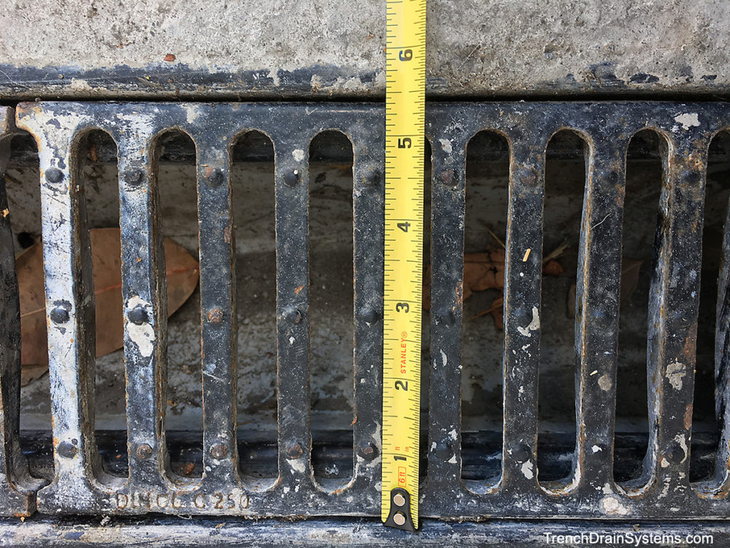 measuring trench drain grate for replacement
