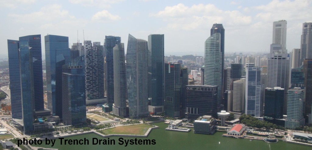 Singapore skyline, singapore trench drain, asian trench drain, bar grating, trench drain bar grate