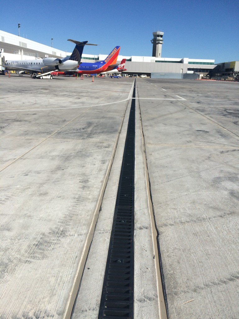 International airport runway with 3000 Series trench drain