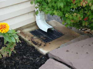 Down Spout with Catch Basin Drainage